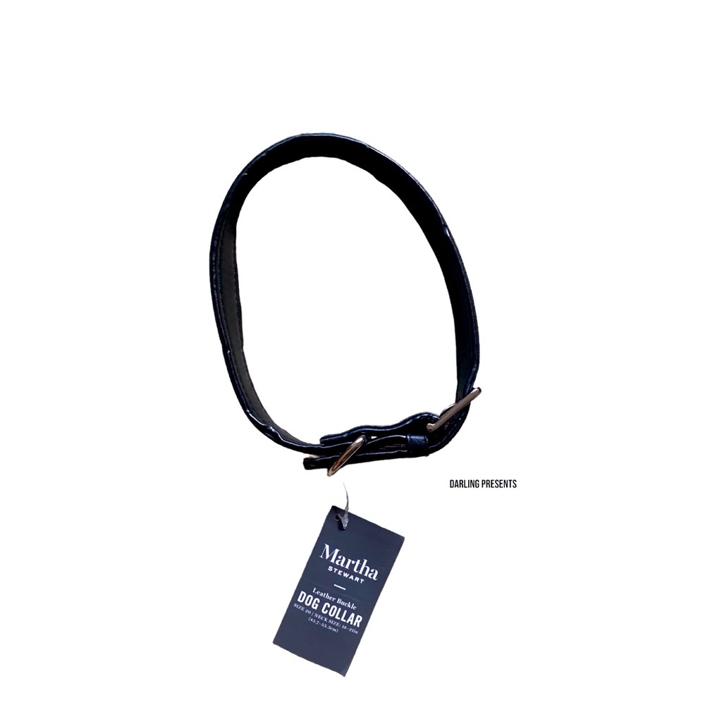 Martha Stewart Vegan Leather Engraved Buckle Dog Collar Color Black Size 20/L